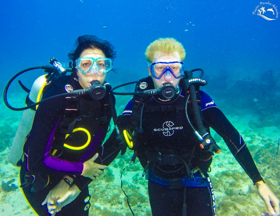 Honeymoon couple scuba diving