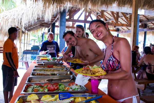 Guests enjoying food at lunch time