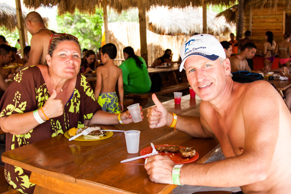 Guests thumbs up for the food