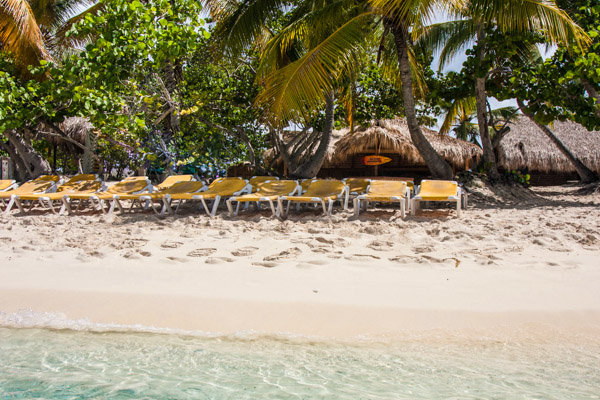 The beach all prepared for guests