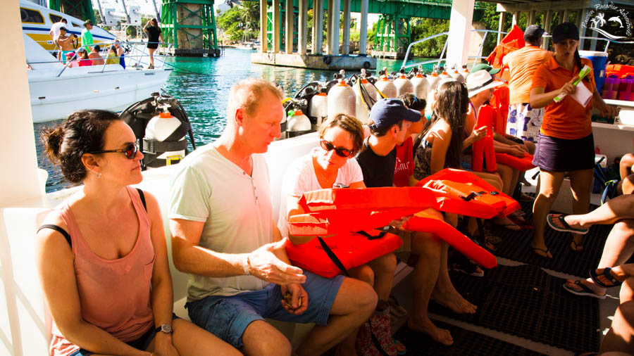 Guests preparing to depart from the marina