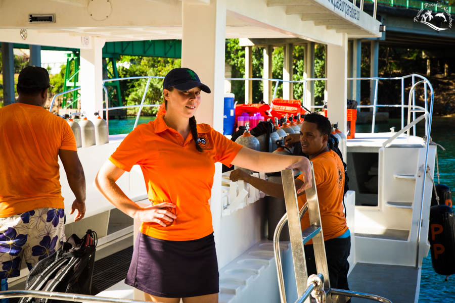 Staff preparing the scuba diving boat