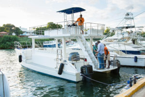 Scuba diving boat being prepared for excursion